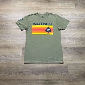 Zero Foxtrot Shirt Mens Small Green Spell Out Army Graphic